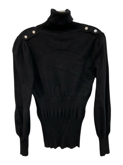 Karen Millen Size 3 Black Viscose Blend Ribbed Knit Turtleneck Sweater Black / 3