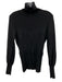 Karen Millen Size 3 Black Viscose Blend Ribbed Knit Turtleneck Sweater Black / 3