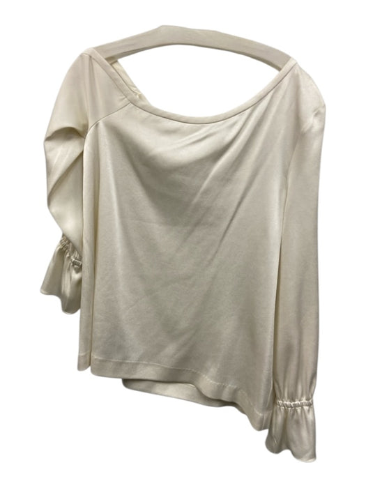 Ramy Brook Size L Cream White Triacetate Blend Drop Shoulder Long Sleeve Top Cream White / L