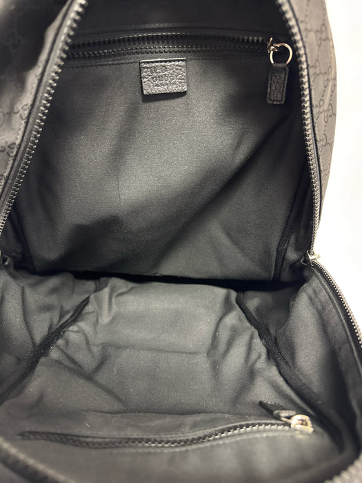 Gucci Black Nylon & Leather Zipper Pockets Guccissima Slim Backpack Bag