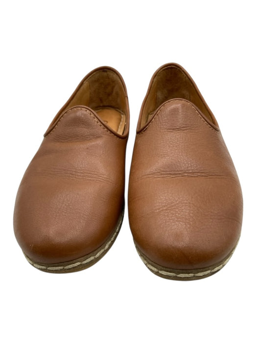 Charix Shoe Size 38 Brown Leather Slip On Round Toe Loafers Brown / 38