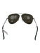 Salvatore Ferragamo Black & Silver Metal Wire Frame Brow Bar Aviator Sunglasses Black & Silver