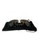 Salvatore Ferragamo Black & Silver Metal Wire Frame Brow Bar Aviator Sunglasses Black & Silver