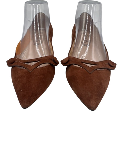 Tods Shoe Size 38 Brown Suede Cut Out Button Detail Pointed Toe Flats Brown / 38