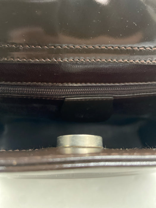 Gucci Dark Brown Patent Leather embossed Shoulder Bag