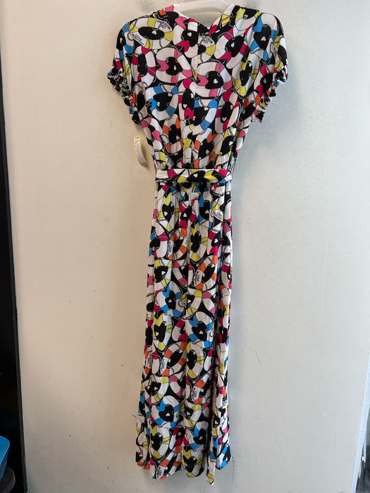 Love Moschino Size 40 Multi Viscose Abstract Print Button Down Belt Dress