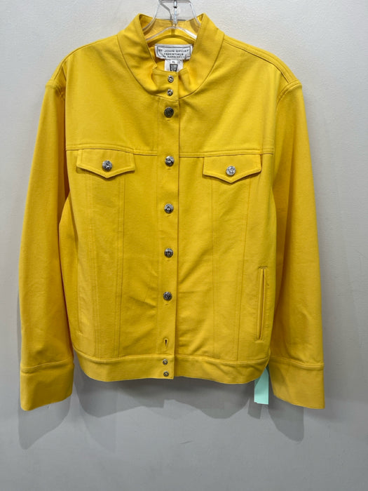 St John Sport Essentials Size XL Bright Yellow Cotton Blend Button Front Pants