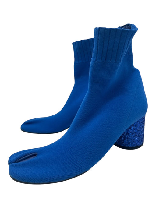 Maison Margiela Shoe Size 40 Blue leather sole Textile Glitter Heel Booties Blue / 40