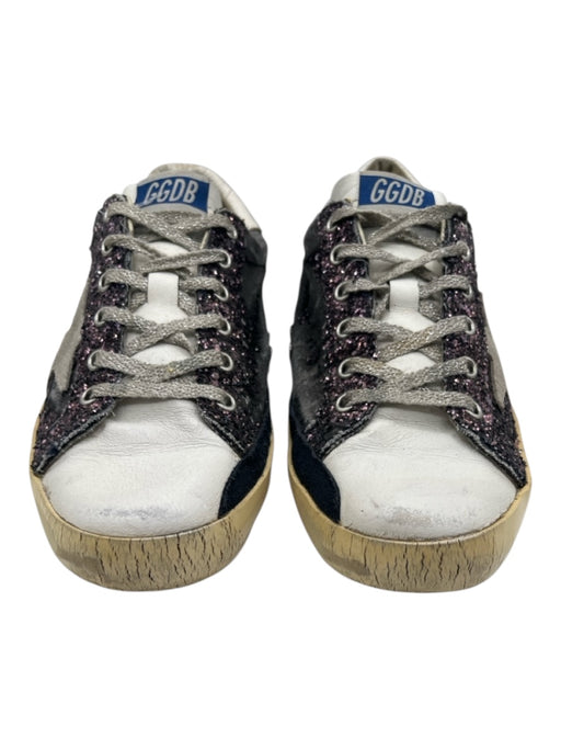 Golden Goose Shoe Size 40 Purple, Gray, White Low Top lace up Sparkle Sneakers Purple, Gray, White / 40