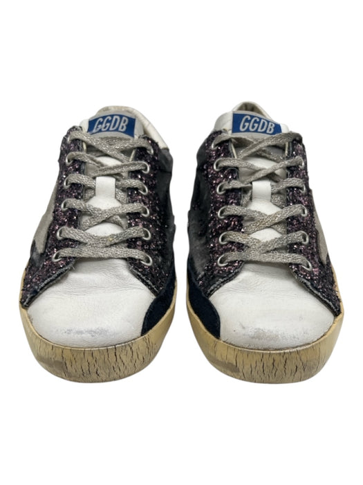 Golden Goose Shoe Size 40 Purple, Gray, White Low Top lace up Sparkle Sneakers Purple, Gray, White / 40