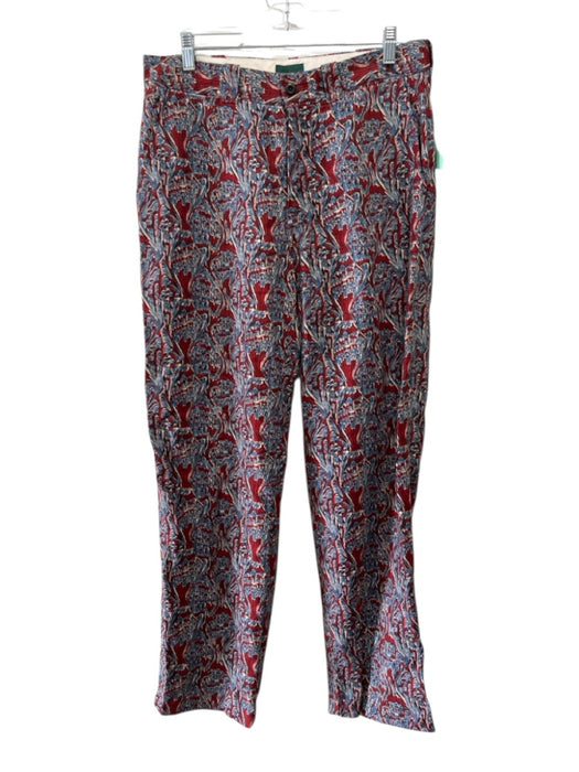 J Crew Size 30 Red & Blue Linen Zip Fly Mid Rise Pants Red & Blue / 30
