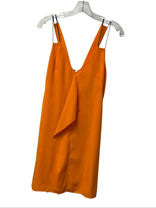 Sachin & Babi Size 8 Orange Polyester Spaghetti Strap V Neck Ruffle Dress Orange / 8