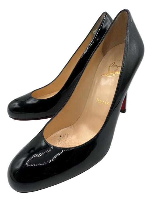 Christian Louboutin Shoe Size 38.5 Black Patent Leather Almond Toe Pumps