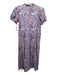 STS Sail to Sable Size S Blue & Pink Linen & Viscose Short Puff Sleeve Dress Blue & Pink / S