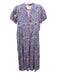 STS Sail to Sable Size S Blue & Pink Linen & Viscose Short Puff Sleeve Dress Blue & Pink / S
