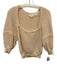 A.L.C. Size L Cream Cotton Open Knit Wide Neck Puff Sleeve Top Cream / L