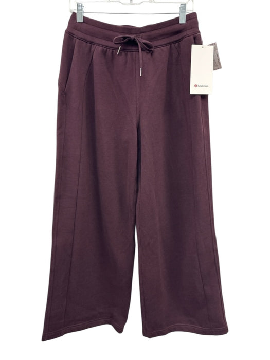 Lululemon Size M Burgundy Cotton Blend Elastic Waist Athleisure Mid Rise Pants Burgundy / M