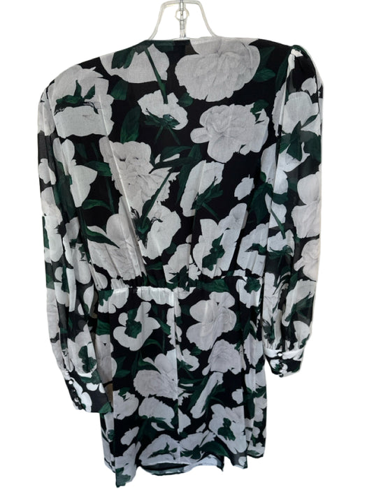 The Kooples Size 3/L Green & Black Polyester Long Sleeve Flowers Dress