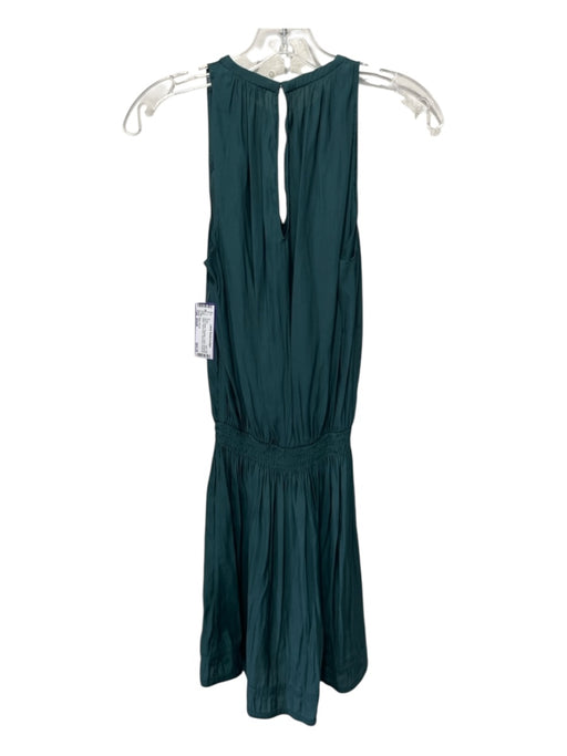 Ramy Brook Size Small Olive Green Polyester V Neck Smocked Waist Dress Olive Green / Small