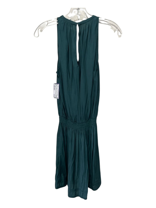 Ramy Brook Size Small Olive Green Polyester V Neck Smocked Waist Dress Olive Green / Small