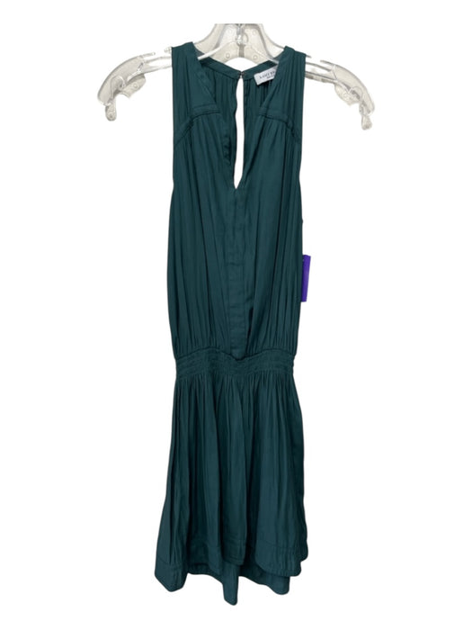 Ramy Brook Size Small Olive Green Polyester V Neck Smocked Waist Dress Olive Green / Small