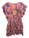Olivaceous Size Medium Orange, Blue, Pink Cotton Ruffle Cap Sleeve Floral Dress Orange, Blue, Pink / Medium