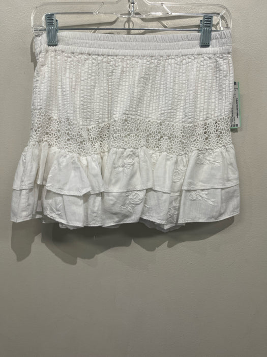 Loveshackfancy Size XS White Cotton Elastic Waistband Floral Lace Mini Skirt