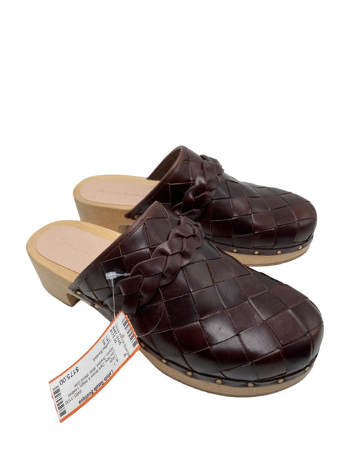Loeffler Randall Shoe Size 7.5 Dark Brown & Beige Leather Woven Braided Clogs Dark Brown & Beige / 7.5