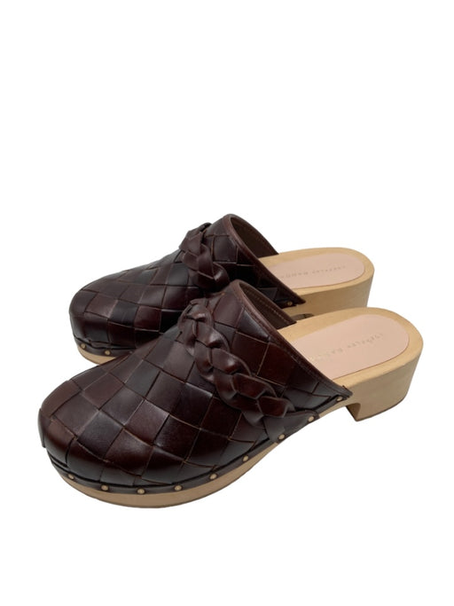 Loeffler Randall Shoe Size 7.5 Dark Brown & Beige Leather Woven Braided Clogs Dark Brown & Beige / 7.5
