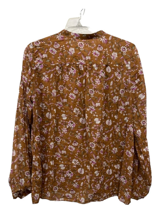 Isabel Marant Etoile Size 40/10 Light Brown Print Cotton Floral Long Sleeve Top Light Brown Print / 40/10