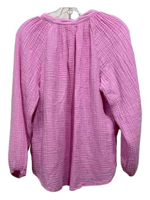 XiRENA Size M Pink Cotton Gauze Long Sleeve Half Button Top Pink / M