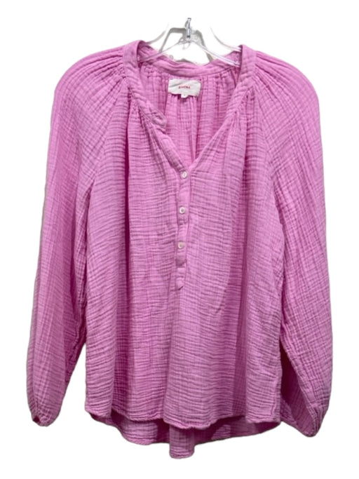 XiRENA Size M Pink Cotton Gauze Long Sleeve Half Button Top Pink / M
