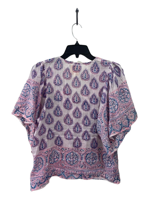 Bell by Alica Bell Size L Pink & blue Cotton Paisley Round Split Neck Top Pink & blue / L