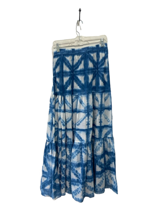 Cara Cara Size M Blue & White Cotton Elastic Waist Tie Dye Maxi Skirt Blue & White / M