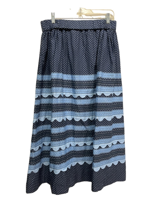 Sea New York Size M Blue Cotton Elastic Waist Maxi Fabric Block Skirt Blue / M