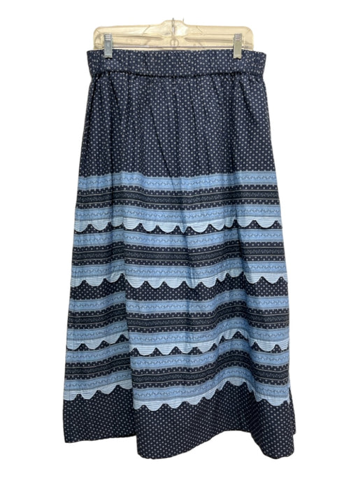 Sea New York Size M Blue Cotton Elastic Waist Maxi Fabric Block Skirt Blue / M