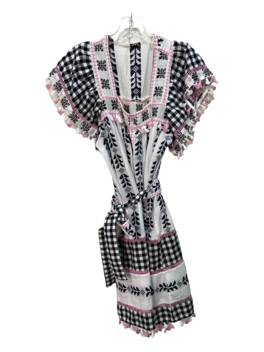 Dodo Bar Or Size M White, Black, Pink Cotton Embroidered Geometric Dress White, Black, Pink / M