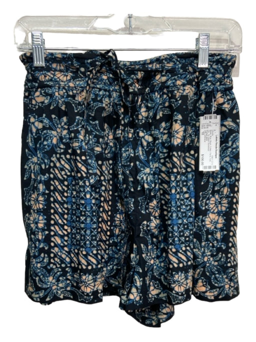 Ulla Johnson Size 10 Black, Blue, Blush Cotton Floral Side Zip Tie Waist Shorts Black, Blue, Blush / 10