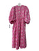 Millie Size M Pink & White Cotton Floral Round Split Neck Maxi Dress Pink & White / M