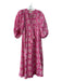 Millie Size M Pink & White Cotton Floral Round Split Neck Maxi Dress Pink & White / M