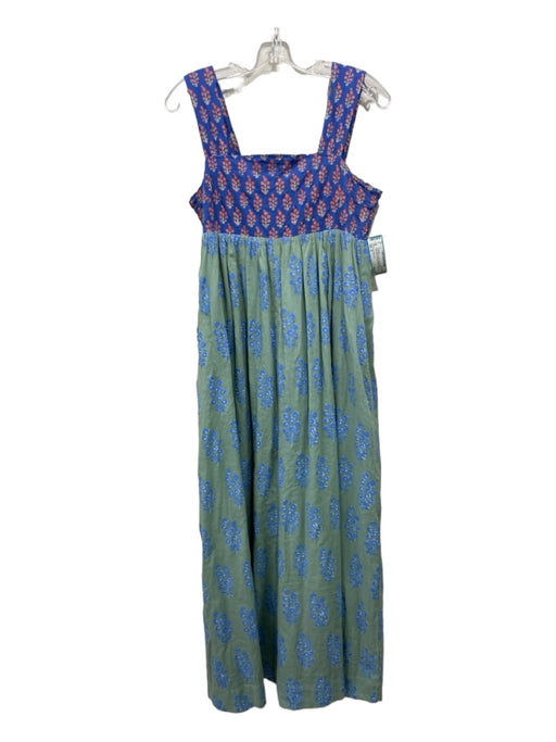 Ne Quittez Pas Size S Green Blue & Red Cotton Floral Sleeveless Jumpsuit Green Blue & Red / S