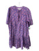 India Collection Emerson Fry Size M/L Purple & Blue Cotton Floral V Neck Dress Purple & Blue / M/L