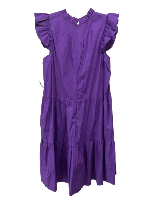 Sea New York Size 8 Purple Cotton Ruffle Cap Sleeve Tiered Back Zip Midi Dress Purple / 8