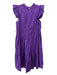 Sea New York Size 8 Purple Cotton Ruffle Cap Sleeve Tiered Back Zip Midi Dress Purple / 8