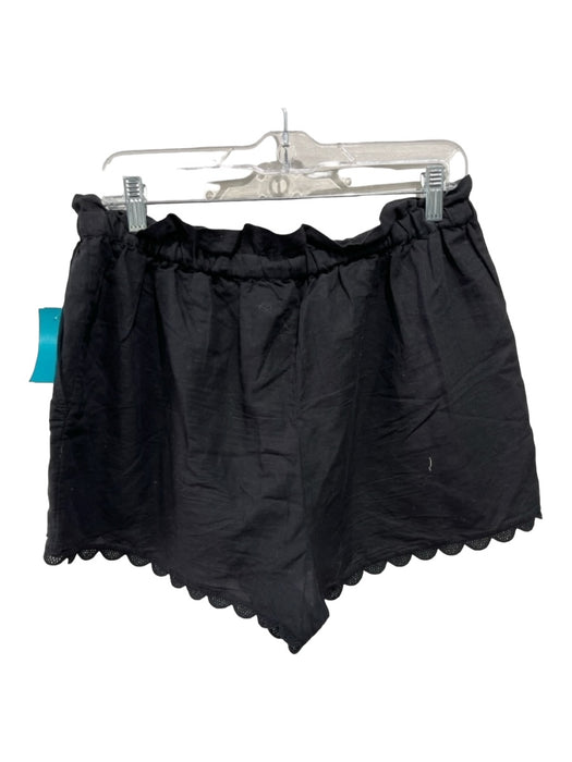 Ulla Johnson Size 10 Black Linen Blend Scalloped Detail Carpenter Pocket Shorts Black / 10