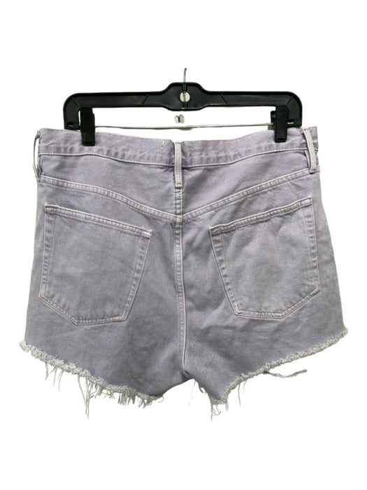 Frame Size 30 Purple Cotton Denim Raw Hem High Rise Button & Zip Shorts Purple / 30