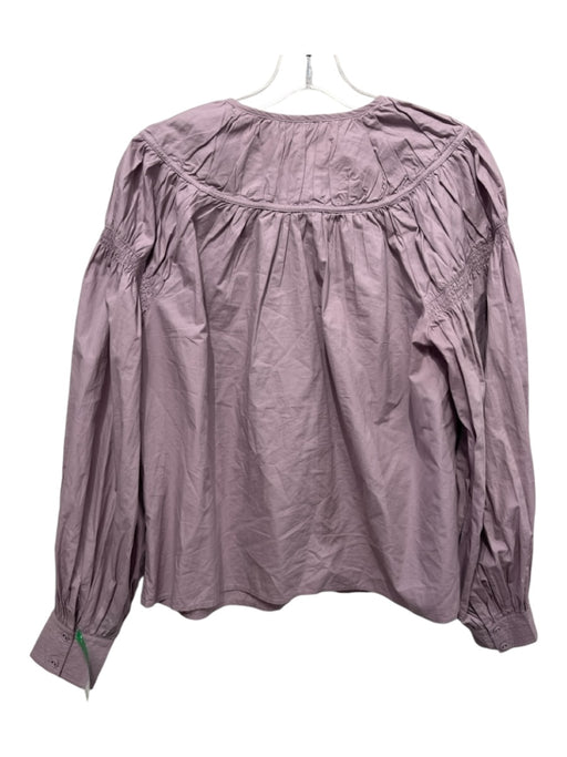 Ulla Johnson Size 8 Light Purple Cotton Long puff sleeve Pleated Detail Top Light Purple / 8