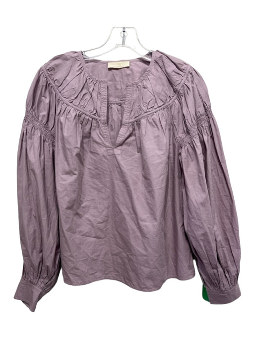 Ulla Johnson Size 8 Light Purple Cotton Long puff sleeve Pleated Detail Top Light Purple / 8