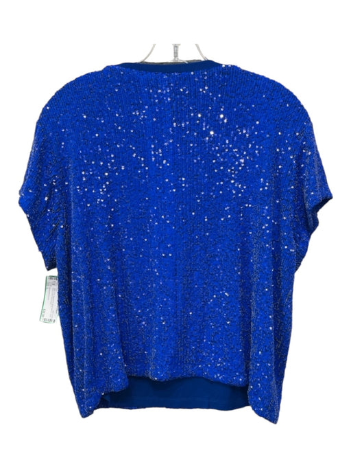 Generation Love Size L Blue Fully Sequined Short Sleeve Crew Neck Lined Top Blue / L