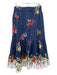 Cara Cara Size L navy blue & multi Cotton Elastic Waist Floral Midi Skirt navy blue & multi / L